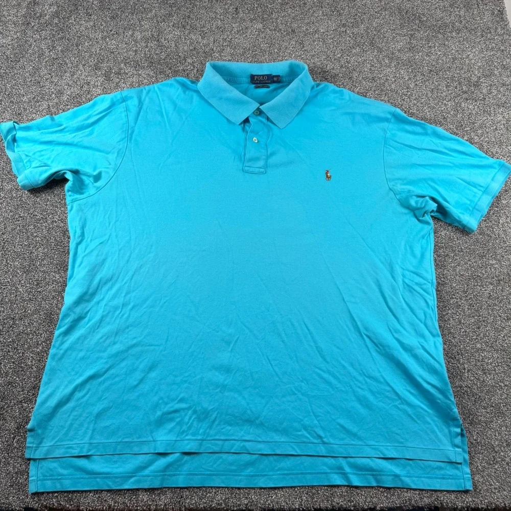 Polo Ralph Lauren Polo Shirt Men's 2XLT Turquoise Blue Pima Soft Touch Pony Logo